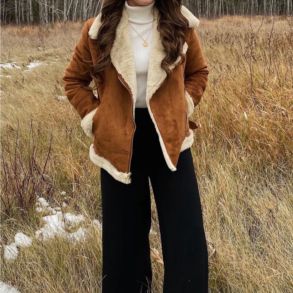 Brown Suede Jacket with Cream Lining